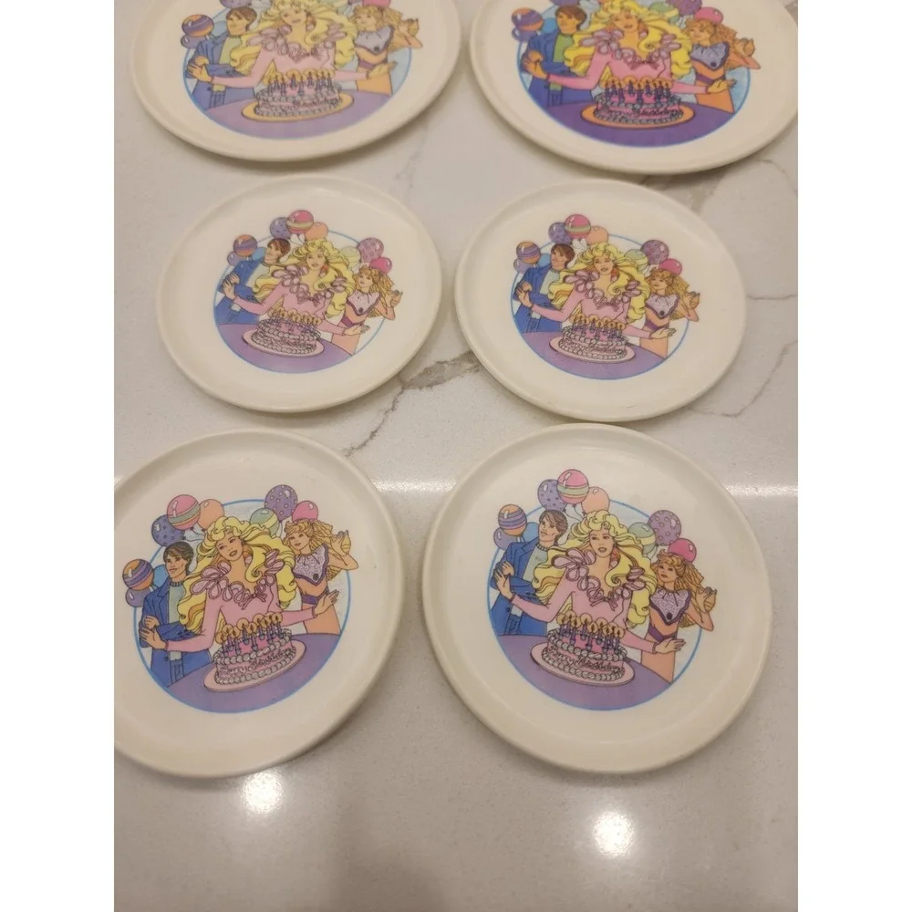 BARBIE Vintage Children's Tea Set 13 Pieces Chilton 1990's Plastic White Toy Set
